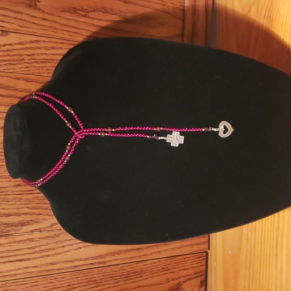 Silpada SS Garnet Gemstone Lariat Necklace